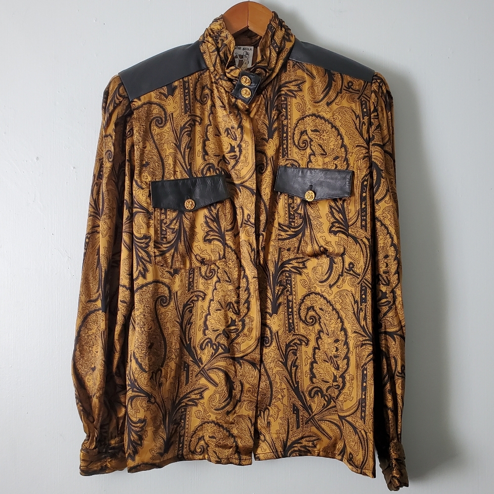 Che Bella | Rare Unique Vintage Paisley Silk Long Sleeve Blouse Top